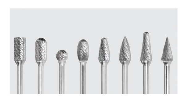 Trucut Heavy Duty Alpha 8 Piece & 9 Piece Tungsten Carbide Burr set 1/4" Shank & 1/8" Shank - 1/2" Flute and 1/4" Flute