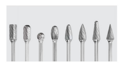 Trucut Heavy Duty Alpha 8 Piece & 9 Piece Tungsten Carbide Burr set 1/4" Shank & 1/8" Shank - 1/2" Flute and 1/4" Flute