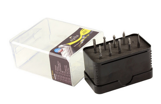 Trucut Heavy Duty Alpha 8 Piece & 9 Piece Tungsten Carbide Burr set 1/4" Shank & 1/8" Shank - 1/2" Flute and 1/4" Flute