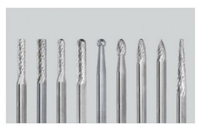 Trucut Heavy Duty Alpha 8 Piece & 9 Piece Tungsten Carbide Burr set 1/4" Shank & 1/8" Shank - 1/2" Flute and 1/4" Flute