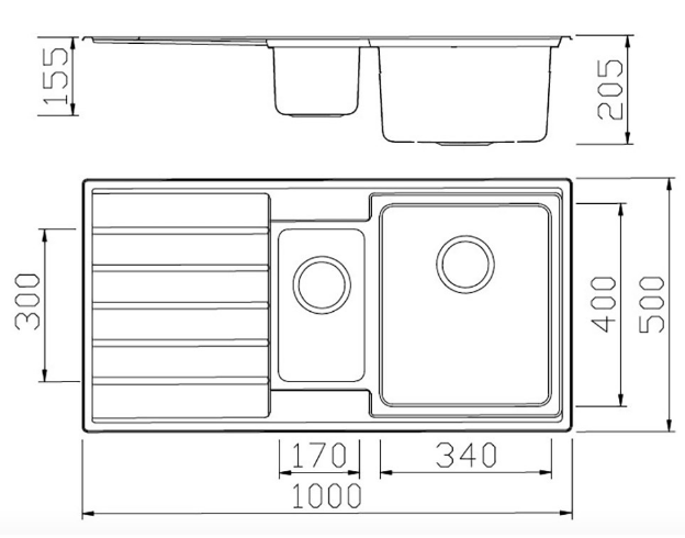 BURNS & FERALL LINEA R25 LEFT HAND / RIGHT HAND - SINGLE WITH  DRAINER & DOUBLE BOWL WITH  DRAINER & 1/4 WITH  DRAINER - STAINLESS STEEL