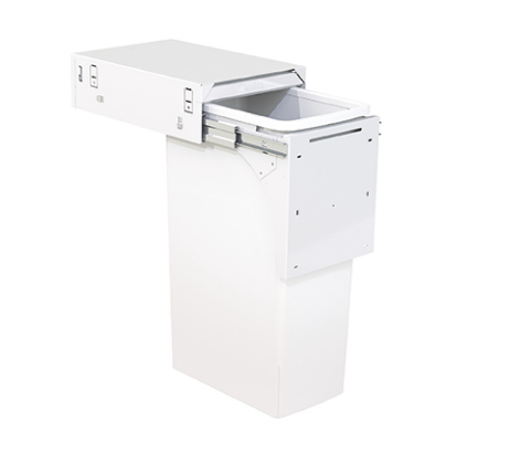 Hideaway Waste Bin ,Hideaway Soft-Close Range , 1 x 40Litres Bucket Door Pull Width 285mm x Height 655mm  x Depth 520mm -Arctic White - ( Available in 3 Sizes : 1 x 40Ltr ,1 x 50Ltr ,2 x 15Ltr )