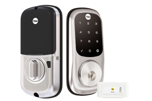 YALE ASSURE KEYED SMART-READY LOCK WITH APEX - L142 x 600MM ENTRANCE SET MATT BLACK & SATIN NICKEL