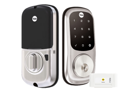 YALE ASSURE KEYED SMART-READY LOCK WITH APEX - L142 x 600MM ENTRANCE SET MATT BLACK & SATIN NICKEL