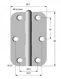 Lohala Pre-Hanging Hinges Stainless Steel 304  89mm x 58mm x 2.0mm ,1/2" Radius & 1/4" Radius Loose Riveted Pin Satin