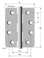 Lohala Pre-Hanging Hinge 100mm x 75mm x 2.5mm , 1/4" Radius Loose Steel Riveted Pin - Bronze & Satin Chrome