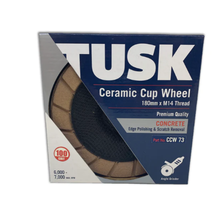Tusk Heavy Duty Ceramic Cup Wheel  M14 - 180mm x 30grit ,50grit ,100grit ,200grit & 400grit