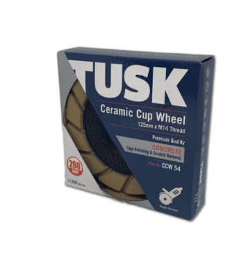 Tusk Heavy Duty Ceramic Cup Wheel  M14 - 180mm x 30grit ,50grit ,100grit ,200grit & 400grit