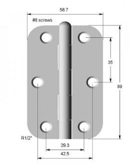 Lohala Pre-Hanging Hinge Steel 89mm x 58mm x 2mm , 1/2" Radius Lacquered (Greased Pin) -Available in 7 Colours : Antique Brass ,Black Electroplate ,Bronze ,Electro Brass ,Gunmetal Grey Electroplate ,Satin Chrome & Satin Nickel