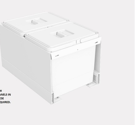 Tanova NZ Bin - Drawer Frame Buckets to Suit Legrabox - 350mm Cabinet – 2 x 15 Litre ,2 x 18 Litre ,2 x 24 Litre - Umbra Grey Charcoal & White