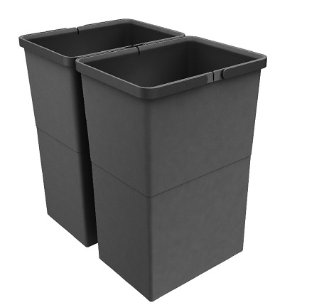 Tanova NZ Bin - Drawer Frame Buckets to Suit Legrabox - 350mm Cabinet – 2 x 15 Litre ,2 x 18 Litre ,2 x 24 Litre - Umbra Grey Charcoal & White
