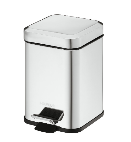 Hideaway Waste Bin For Bathroom and WC  3 Litres Square & Round Width 155mm x Depth 155mm x Height 260mm Finish Polished