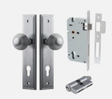 Iver Guildford  Door Knob 12342 Stepped Backplate Brushed Chrome - Passage ,Privacy & Entrance