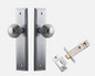 Iver Guildford  Door Knob 12342 Stepped Backplate Brushed Chrome - Passage ,Privacy & Entrance