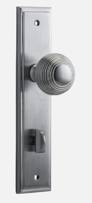 Iver Guildford  Door Knob 12342 Stepped Backplate Brushed Chrome - Passage ,Privacy & Entrance