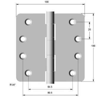Lohala Pre-Hanging Hinge Steel Ball Bearing 100mm x 100mm x 2.5mm &  100mm x 75mm x 2.5mm ,1/4" Radius - Satin Chrome ,Black ,Bronze and Gunmetal