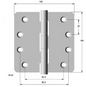 Lohala Pre-Hanging Hinge Steel Ball Bearing 100mm x 100mm x 2.5mm &  100mm x 75mm x 2.5mm ,1/4" Radius - Satin Chrome ,Black ,Bronze and Gunmetal