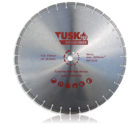 Tusk Heavy Duty Concrete HHP Saw Blades - 460mm x 3.6/2.8 x 12 x 25.4PH ,510mm ,610mm & 660mm x 4.0/3.2 x 10 x 25.4PH