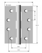 Lohala Hinge Steel 102mm x 74mm x 2.0mm  Zinc Plate, Fixed Brass & Fixed Stainless Riveted Pin (333 4")