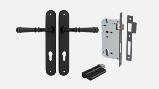 Iver Verona Door Lever 12730 Oval Backplate Matt Black - Passage ,Privacy & Entrance