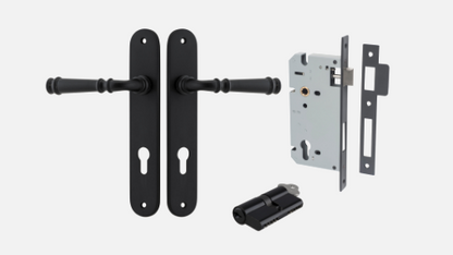 Iver Verona Door Lever 12730 Oval Backplate Matt Black - Passage ,Privacy & Entrance