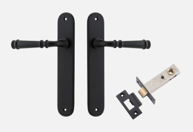 Iver Verona Door Lever 12730 Oval Backplate Matt Black - Passage ,Privacy & Entrance