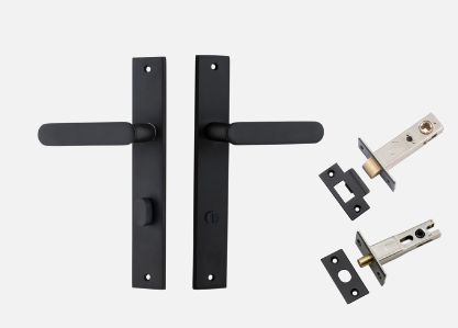 Iver Bronte Door Lever 12748 Rectangular Backplate Matt Black - Passage ,Privacy & Entrance