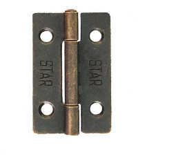 Lohala Hinge Steel 38mm x 25mm x 0.9mm - Bronze & Zinc Plate ,Fixed Steel Riveted Pin (5000 1 1/2")