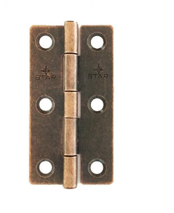 Lohala Hinge Steel 63mm x 33mm x 1.2mm Bronze and Zinc Plate - Fixed Steel Riveted Pin ( 5000 2 1/2" )