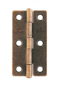 Lohala Hinge Steel 63mm x 33mm x 1.2mm Bronze and Zinc Plate - Fixed Steel Riveted Pin ( 5000 2 1/2" )