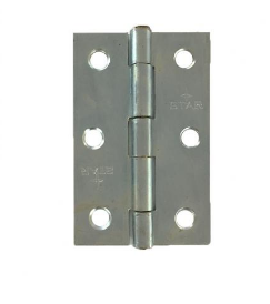 Lohala Hinge Steel 75mm x 50mm x 1.6mm Zinc Plate, Fixed Brass Riveted Pin ( Ajax 333 3" )