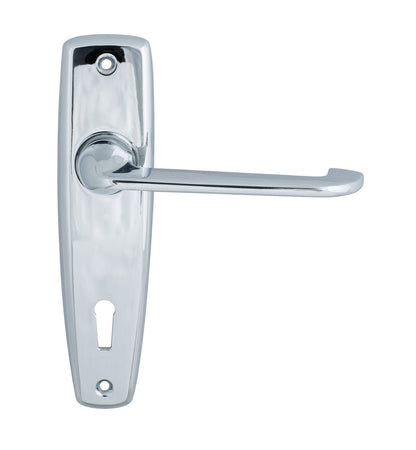 MILES NELSON DOOR HANDLES SELIM LATCH PASSAGE SET,LOCK ENTRANCE SET AND SNIB PRIVACY SET CHROME PLATE FINISH