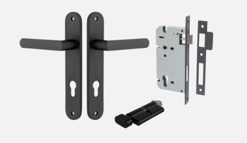 Iver Osaka Door Lever 12864 Oval Backplate Matt Black - Passage ,Privacy & Entrance