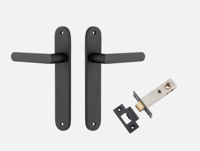 Iver Osaka Door Lever 12864 Oval Backplate Matt Black - Passage ,Privacy & Entrance