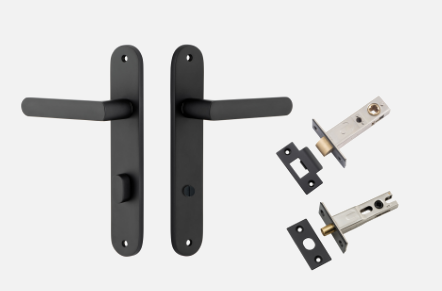 Iver Osaka Door Lever 12864 Oval Backplate Matt Black - Passage ,Privacy & Entrance