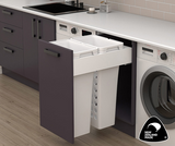 Tanova NZ Simplex Plus Soft Close Laundry - 450mm Cabinet - 2 x 36Litre Plastic Hamper – White & White & Blue