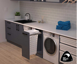 Tanova NZ Simplex Pull Out  Soft Close Laundry - 300mm, 450mm Cabinet - 1 x 36Litre Plastic Basket – White & White & Blue