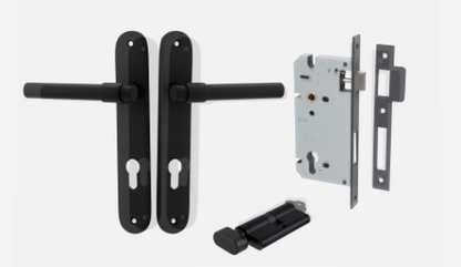 Iver Helsinki Door Lever 12900 Oval Backplate Matt Black - Passage ,Privacy & Entrance