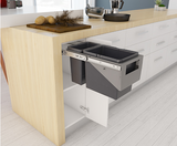 Tanova NZ Simplex Pull Out  Soft Close Kitchen Bin - 300mm and 350mm Cabinet Behind Door Handle type  - 1 x 10L 1 x 6Litre ,1 x 12L 1 x 8Litre , 1 x 15L 1 x 6Litre ,1 x 18L 1 x 8Litre & 1 x 15L 2 x 6Litre – Grey
