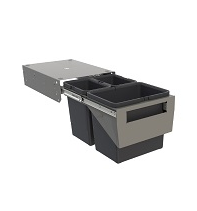 Tanova NZ Simplex Pull Out  Soft Close Kitchen Bin - 300mm and 350mm Cabinet Behind Door Handle type  - 1 x 10L 1 x 6Litre ,1 x 12L 1 x 8Litre , 1 x 15L 1 x 6Litre ,1 x 18L 1 x 8Litre & 1 x 15L 2 x 6Litre – Grey