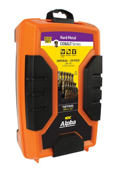 Trucut Heavy Duty Alpha Drill Set Slim Box Gold Series & Tuff Box Cobalt and Gold Series Imperial 1/16" - 1/2" 29 piece
