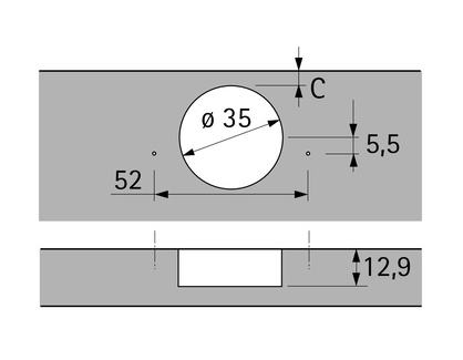 Hettich Germany Sensys 110° Hinge with Integrated Silent System Overlay ,Half overlay & Inset TH-Drilling Pattern 52 x 5.5 mm, for Screwing On Finish Nickle plated