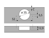 Hettich Germany Sensys 110° Hinge with Integrated Silent System Overlay ,Half overlay & Inset TH-Drilling Pattern 52 x 5.5 mm, for Screwing On Finish Nickle plated