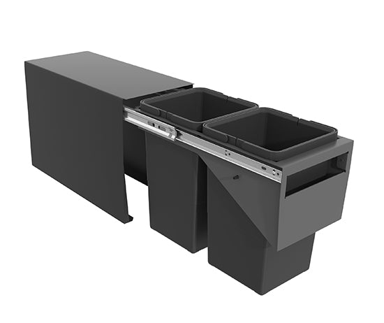 Tanova Simplex Base Mounted  Pull Out Kitchen Bin 300mm Cab - 2x12L Bins - Base Mounted 350Hx510D