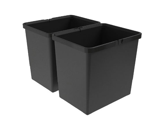 Tanova Simplex Base Mounted  Pull Out Kitchen Bin 350mm Cabinet - 2x15L Bins - Base Mounted - 282Hx515D