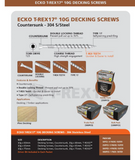 Ecko Decking Screws Countersunk (CSK) T-REX17 - 304Stainless Steel 10G -60,65,75 mm Pack of 250