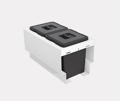 Tanova Pull Out Kitchen Bin 300mm Cab - Drawer Insert Frame & Buckets White and Charcoal