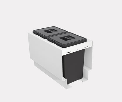 Tanova Pull Out Kitchen Bin 300mm Cab - Drawer Insert Frame & Buckets White and Charcoal