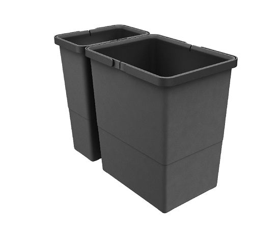 Tanova Pull Out Kitchen Bin 300mm Cab - Drawer Insert Frame & Buckets White and Charcoal