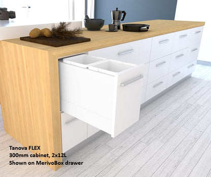 Tanova FLEX Drawer Insert Systems for 300mm Cabinets - 2 Buckets   White and Umbra Grey